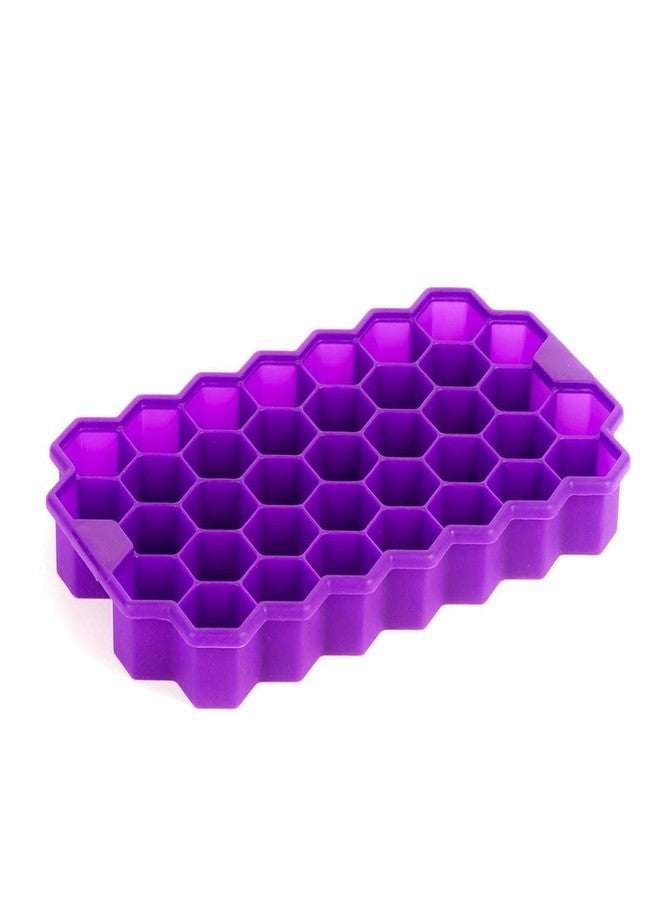 Birudmart قالب مكعبات ثلج سيليكون مرن متعدد الألوان على شكل قرص العسل من بيرودمارت، 37 تجويفًا، لصنع كيك الشوكولاتة، أدوات خبز المطبخ - قالب مع غطاء - Image 1